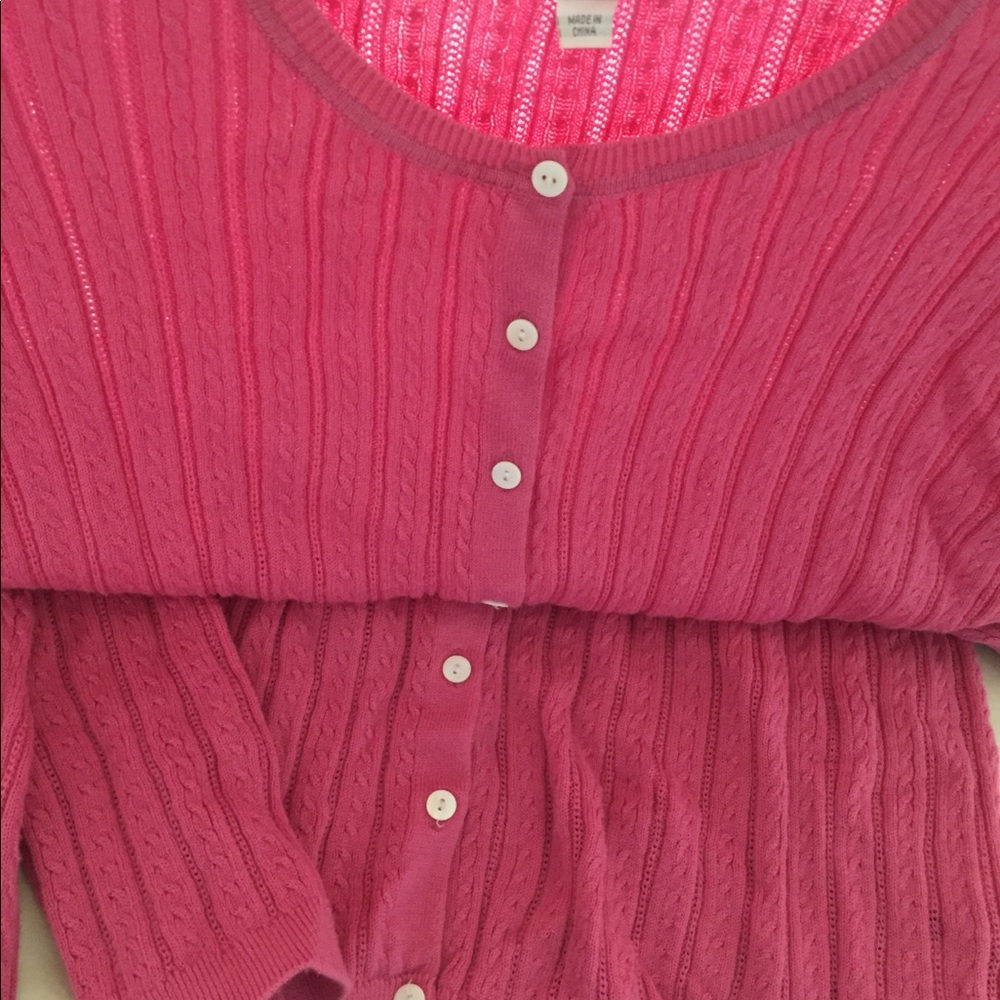 FOXCROFT Pink Button Down Supima Cardigan Sweater - Picture 9 of 16